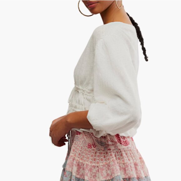 NWT Free People Let's Go LINEN Blouse  2512 - Picture 3 of 6